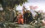 dioscoro teofilo puebla tolin the first landing of christopher columbus in america oil painting